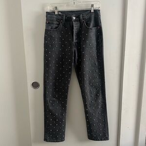 Levi's 501 Studs & "Crystals" Cropped Jeans SZ 27